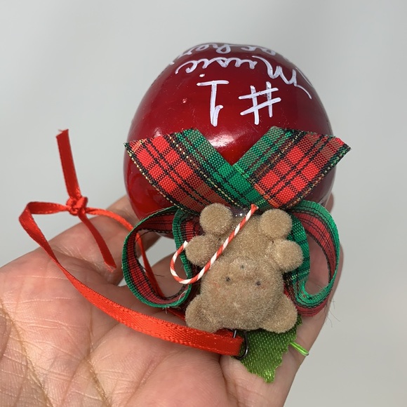 3” apple “#1 Music Teacher” Christmas tree ornament decoration vintage decor - Picture 5 of 15